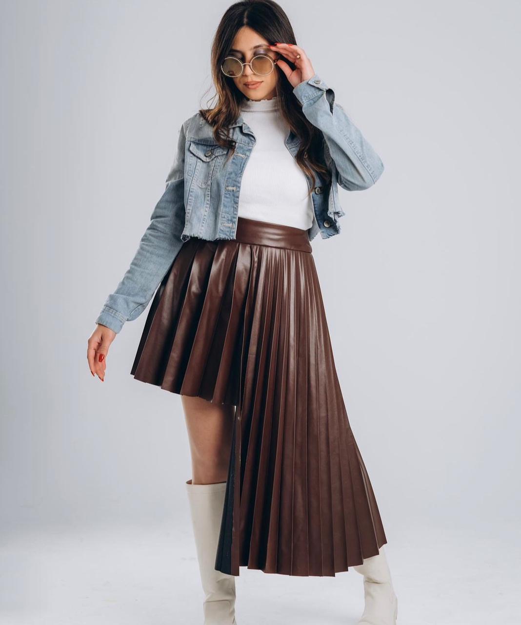 Leather Pleated skirt