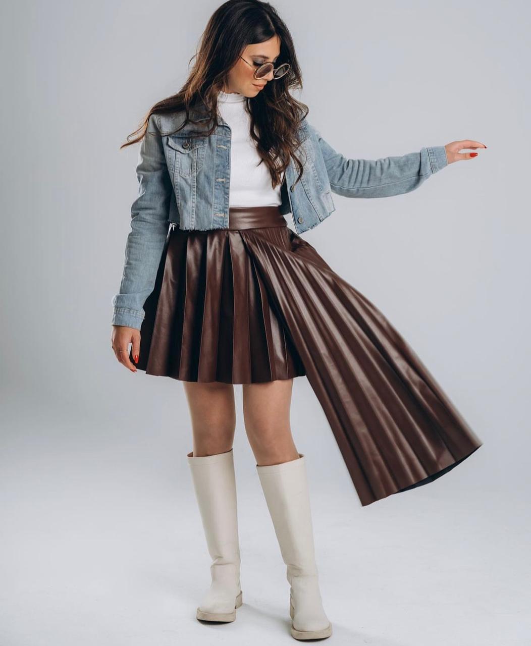 Leather Pleated skirt
