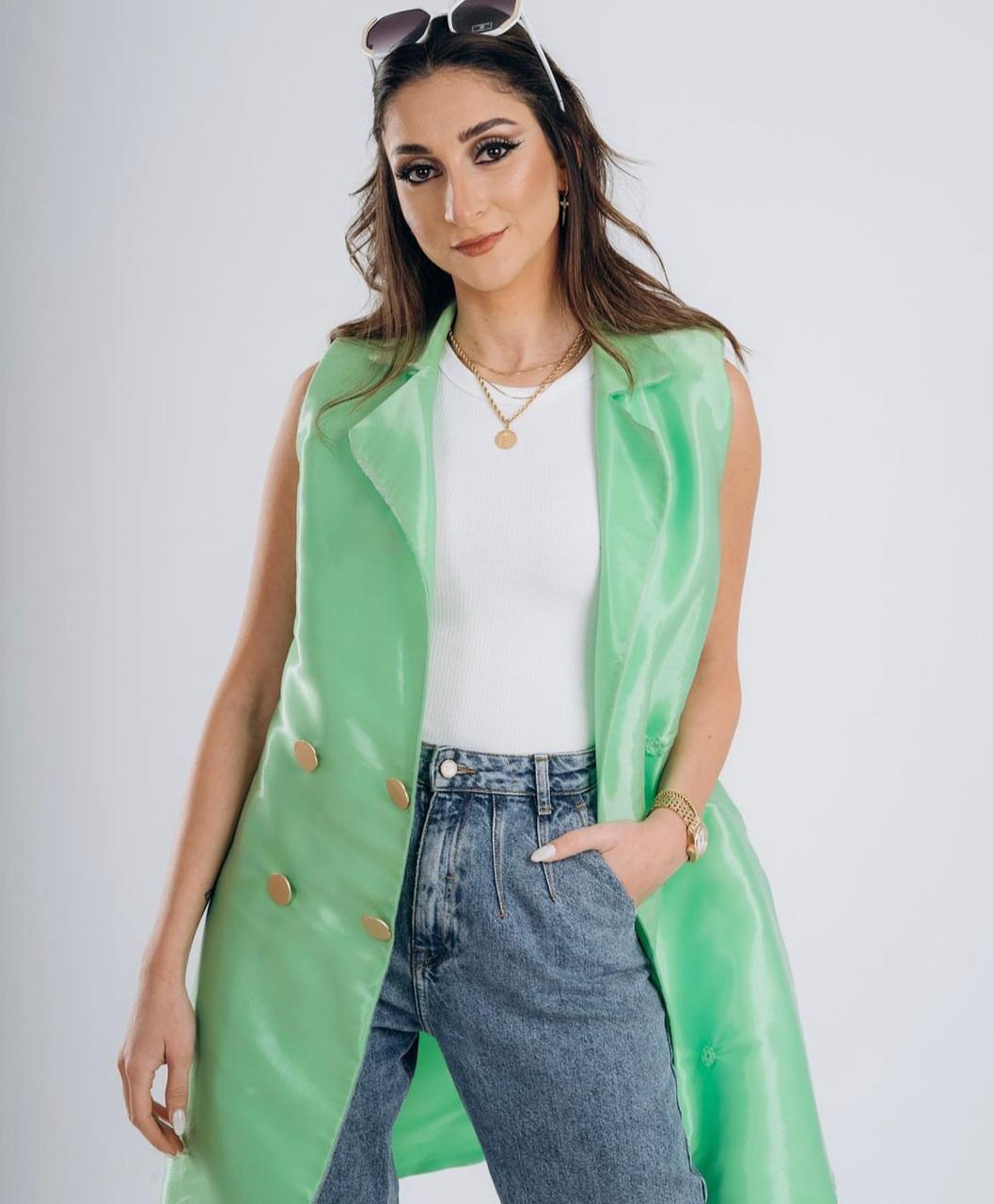 Green double breasted blazer