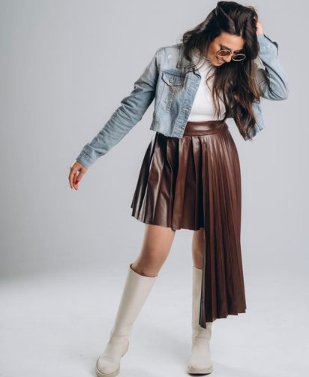 Leather Pleated skirt